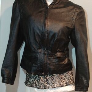 Elegant Black Leather Jacket for Women